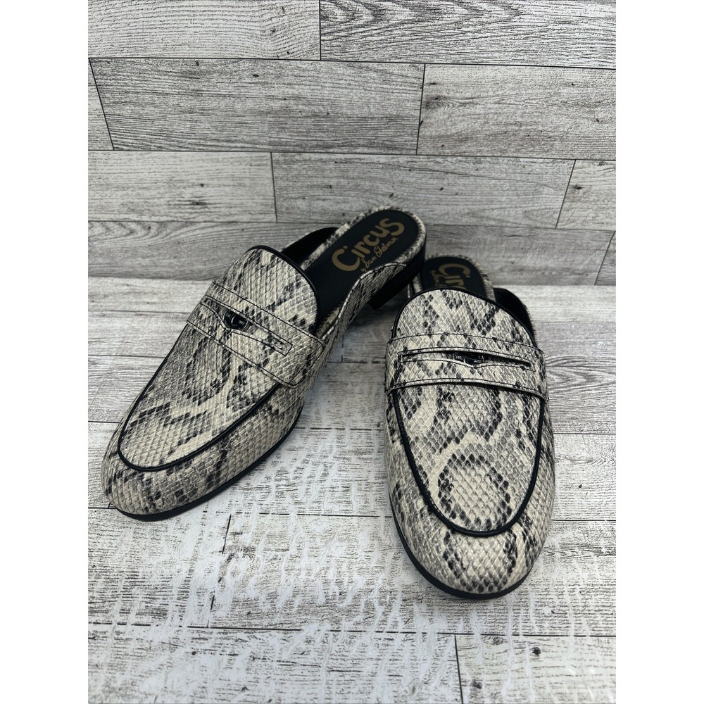 Sam Edelman Circus Hal Faux Snakeskin Flats Slides Closed Toe Shoes Women 7.5M